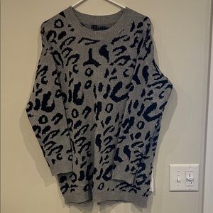 Gray Leopard Print Sweater